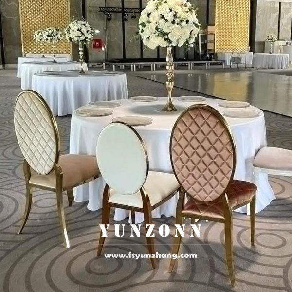 Modern Style Wedding Dining Chairs Stainless Steel and Velvet Hotel Chairs Stackable Elegant Chairs