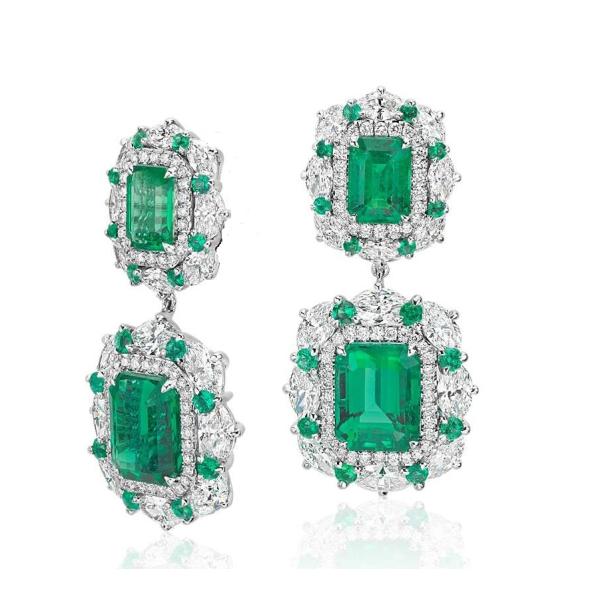 925 Sterling Silver Dubai Engagement Women's Earrings with Brazilian Emerald Gemstone