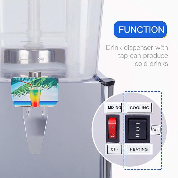 10 Liters Cold Drink Dispenser Machine / Fruit Juice Dispenser with Paddle Stirring System