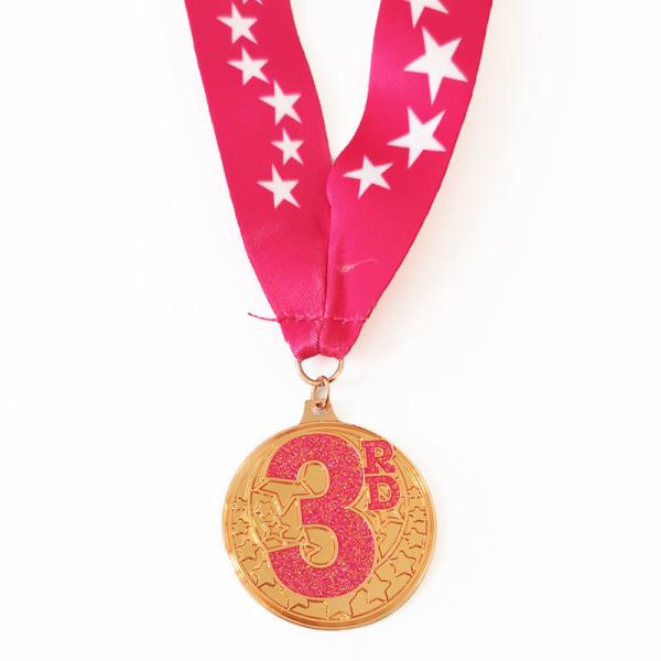 Custom Iron Gymnastic Metal Sports Medal With Glitter Color And Sublimation Ribbon