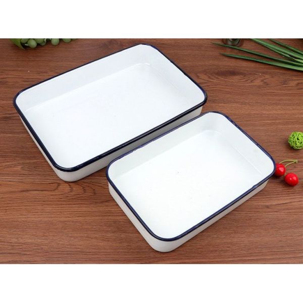 Customized Color Metal Enamel Tableware Bowls And Plates For Home Restaurant