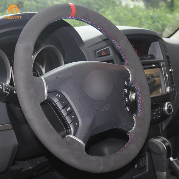 Hand Stitching Suede Steering Wheel Cover for Mitsubishi Pajero 2007-2014 Mitsubishi Galant 2008-2012