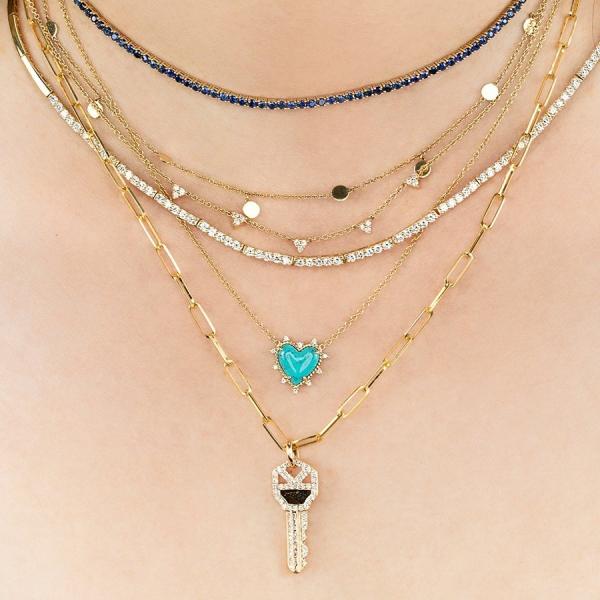 925 Sterling Silver Chain Jewelry Diamond And Turquoise Heart Twist Necklace No Pearl Chain