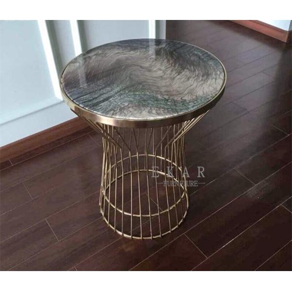 Living Room Furniture Marble Top Side Table Gold