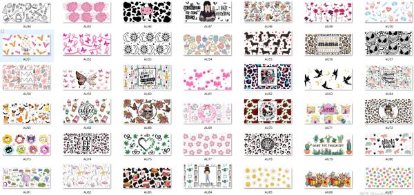 Relástico UV DTF Cup Wrap Transfers Label Impermeável 16oz 24oz 20oz 40oz