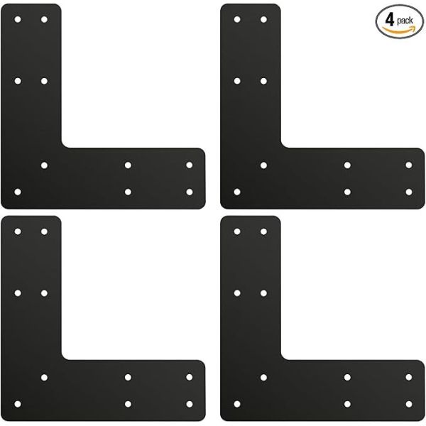 Black Alloy Steel L Shape Connector 10x10 Inch Powder Coated Post to Beam Bracket for Corner Mount