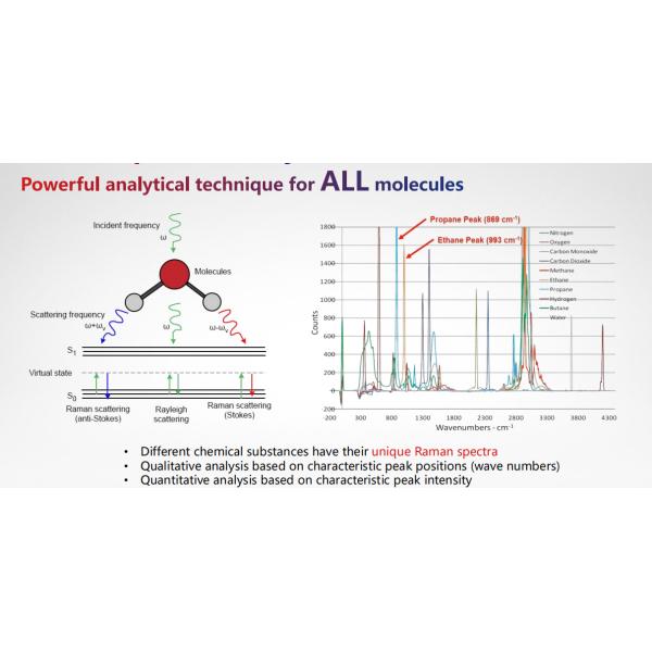 Analizador de gases Raman en tiempo real avanzado con cobertura espectral amplia a nivel de ppm