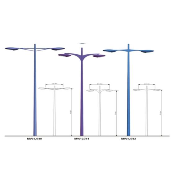 12 M 3.5mm Double Arm Street Light Poles , Steel Tubular Pole 15 Years Warrenty