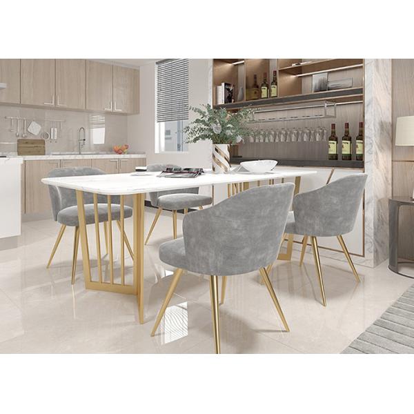 Stainless Steel Bottom Frame Modern Dining Table Marble