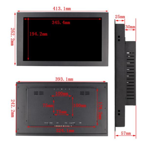 ПК панели 15,6 дюймов промышленный врезал дисплей IPS порта VGA HDMI