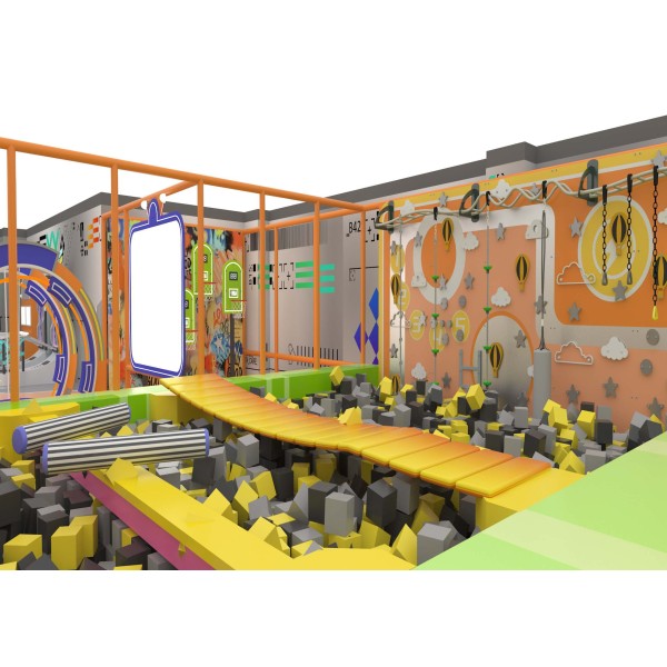Purple Yellow Sci Fi Indoor Trampoline Playground Commercial Integrated