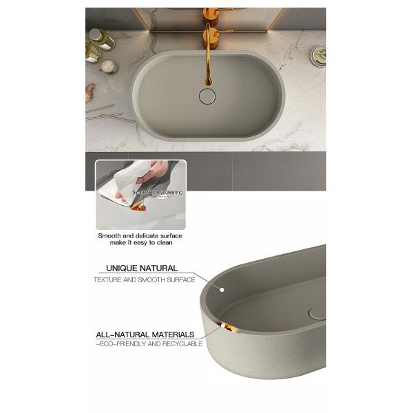 Solid Grey Concrete Countertop Basin Above Counter Vessel Sink Customizable