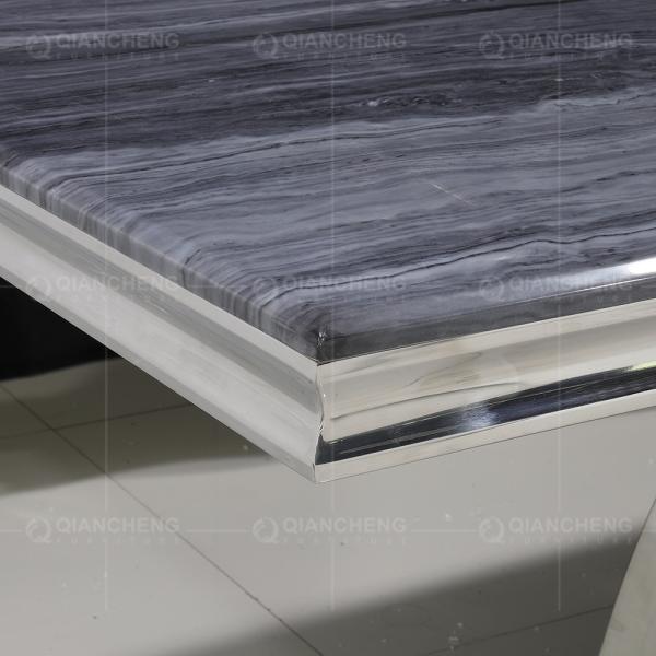 Pé transversal de aço BRITÂNICO do estilo 0.57cbm Grey Marble Dining Table Stainless