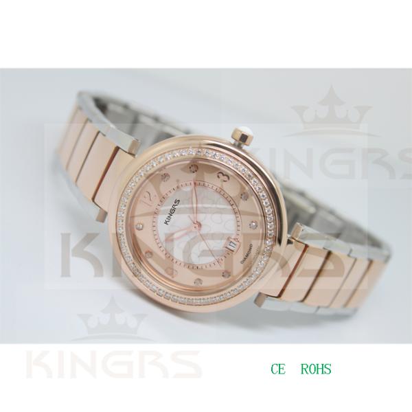 Two tone rose gold ladies Stainless Steel Watches 3 links wrapped band steel watch