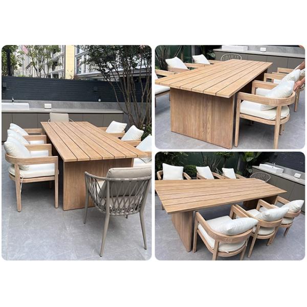 Outdoor Teak Dining Teakwood Patio Table And Chairs Anti Corrosion Anti Cracking