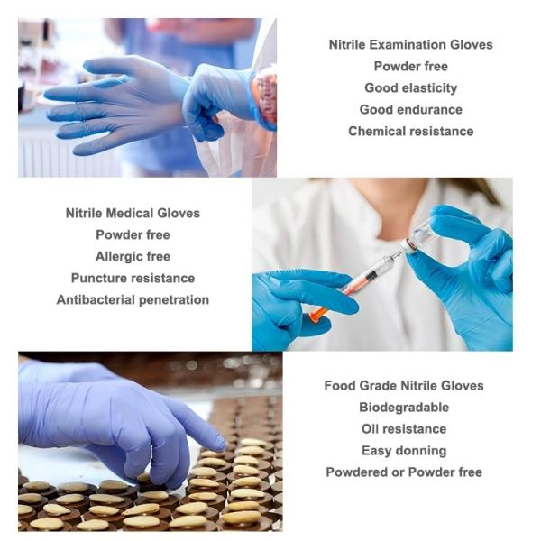 Non Sterile Medical Blue Disposable Nitrile Examination Gloves