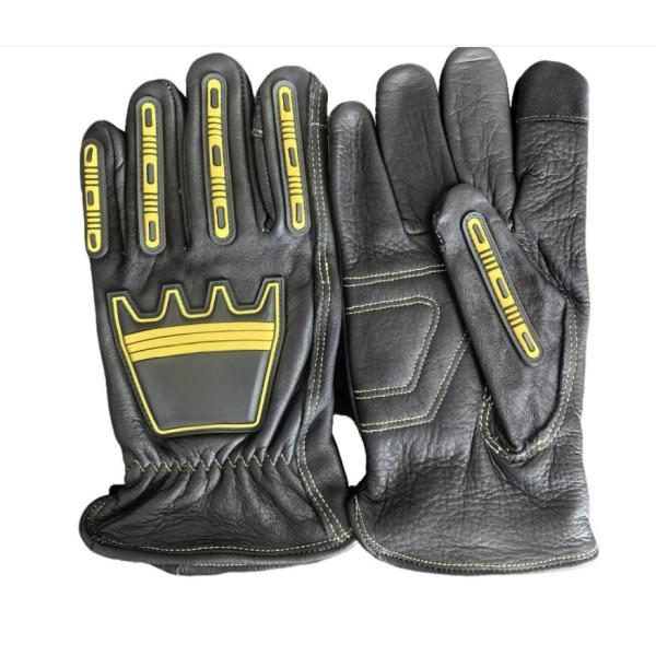 Heavy Oil And Chemical Resistant Insulation Cowhide Leather High Impact Reduction Oil field Working Cotton Palm Gloves