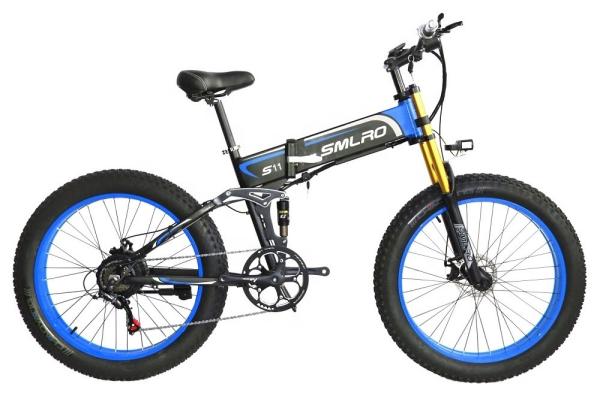 1000w Fat Tire Folding Electric Bike SMLRO With Hydraulic Disc Brake