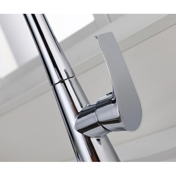 Finition en laiton de Chrome de robinet de cuisine d'acier inoxydable de robinet de mélangeur de cuisine de haut arc