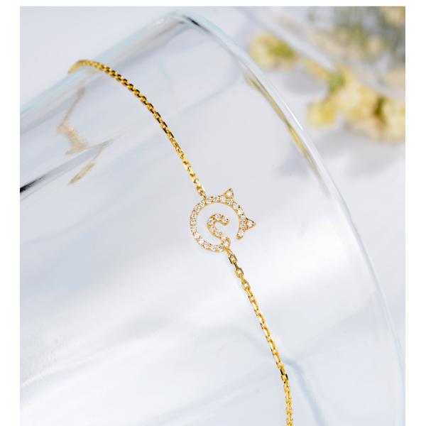 Nameplate 0.11ct котенка женщин браслета диаманта золота 18K для захвата
