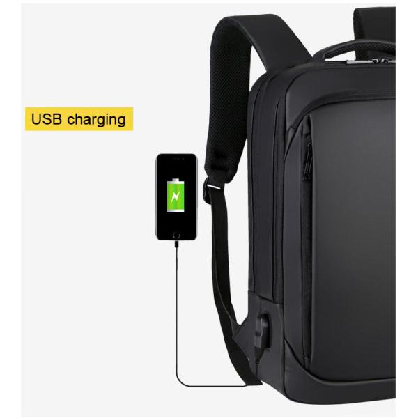 Противоукраденный водонепроницаемый деловой рюкзак Рабочий ноутбук рюкзак ПВХ ткань Полет одобрен