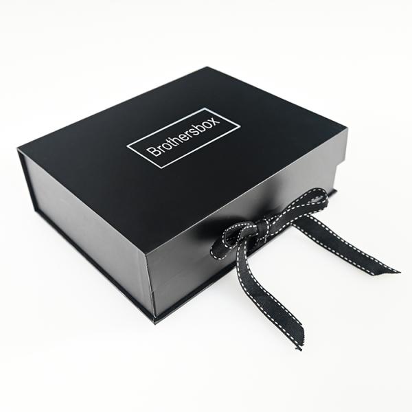 Personalized custom full color printing foldable flip box with ribbon folding packaging box