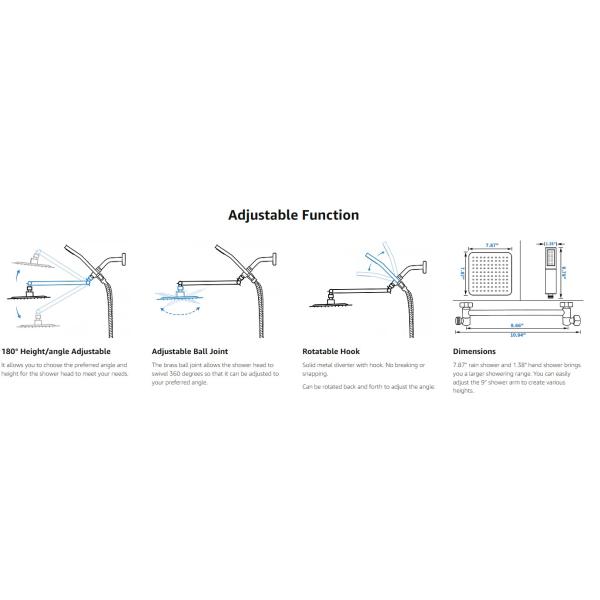 8 Inch Handheld Polished Brass Showerheads Brass Shower Handset