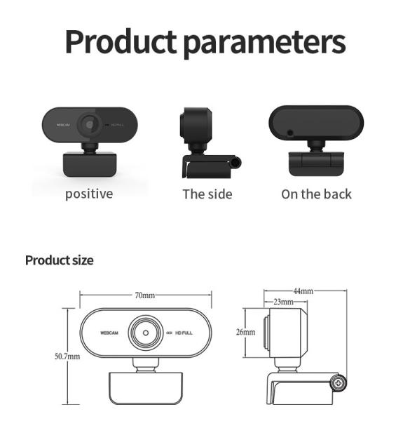 Plastic USB Computer Camera , Black Full HD 1080P USB Webcam