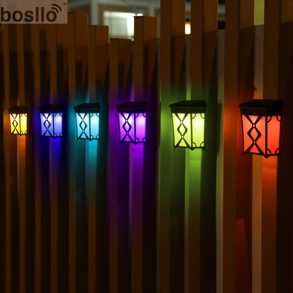 Наружное украшение стен Солнечные настенные фонари с янтарным цветом RGB