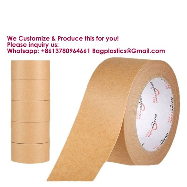 Recyclable Packaging Tape Self Adhesive Box Tape For Shipping, Sealing, Moving & Masking Eco-Friendly Kraft Paper Tape, Biodegradable Heavy Duty Packing Tape
