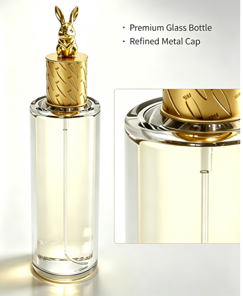 Luxury Rabbit Zinc Alloy Lid Refillable Empty Glass Perfume Bottle