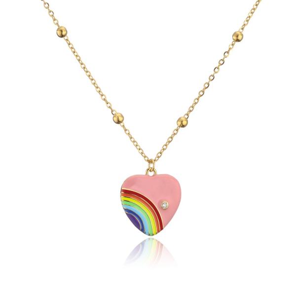 Сердце ожерелья цепи шарика ювелирных изделий золота эмали 14k радуги тонкое сформировало