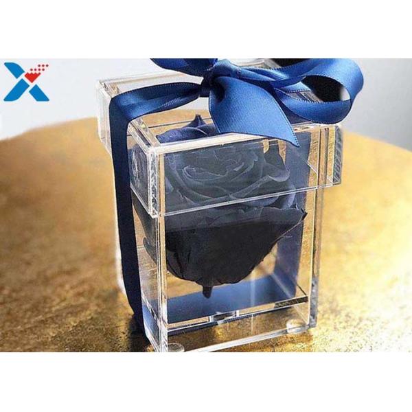 Custom Luxury Clear Acrylic Flower Box 9 * 9 * 15cm 7 * 7 * 10cm Light Weight