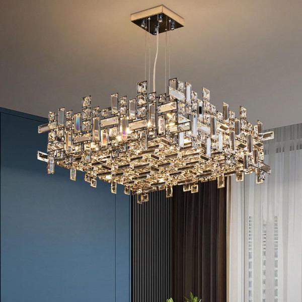 Minimalist Crystal Living Room Chandelier High End Luxury Villa LED Pendant Light