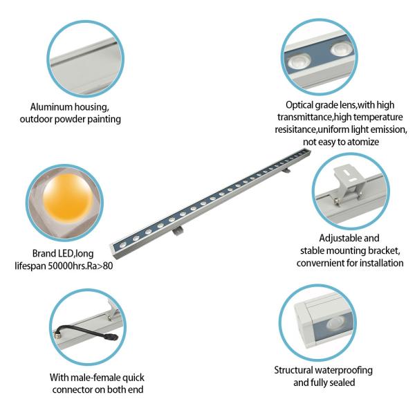 IP65 Low Voltage Wall Wash Light Female Male Quick Connector Aluminum Housing  For Garden Landscape