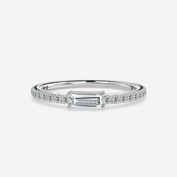 Round Lab Grown Diamond Wedding Band VVS Clarity HPHT Emerald Cut in Prong Setting