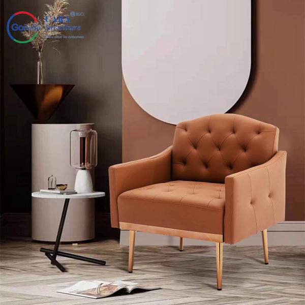 Fabric Metal Leg Armchair Italian Sofa Leisure Chair For Living Room At Mail Packing N