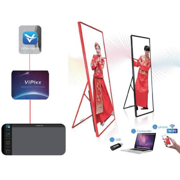 Lightweight P2.5mm Indoor LED Poster Digital Display Screen Poster Standing Thickness