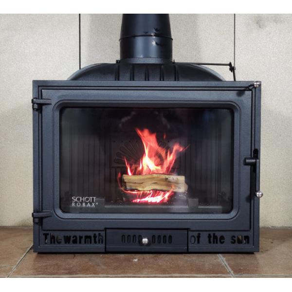 Embedded Fireplace Built In Cast Iron Wood Burning Household True Fire Three Side View Wood Stove