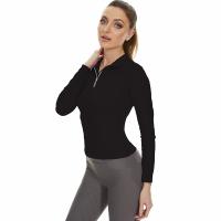A equitação suada de Wicking cobre camisas fêmeas pretas de montada longas do zíper da camada baixa