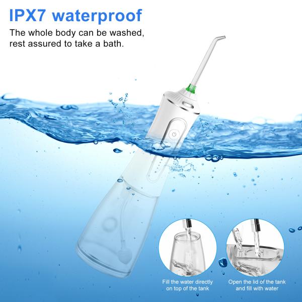 Electric 300ml Cordless Water Flosser Rechargeable Teeth Cleaning