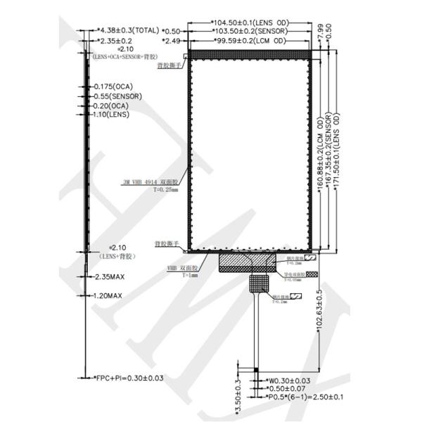 7 дюймовый 800*1280 LVDS TFT LCD с CTP, PCAP Touch Screen 7 дюймовый IPS