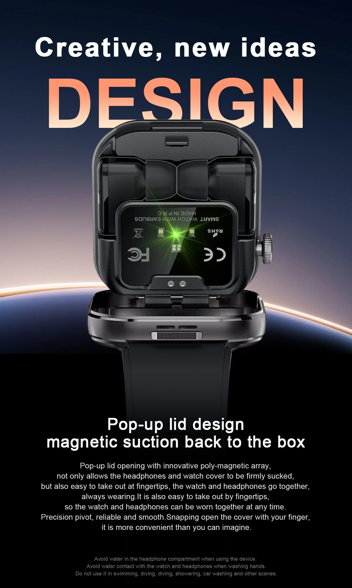 2 In 1 Smart Watch Incorporating USB Charging Cable for Safe and Effective Charging Suitable