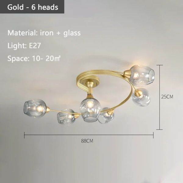 Nordic Glass Ceiling Light Grey Pendant Lamp for Living Room Bedroom Modern Indoor Hanging （WH-AP-681）