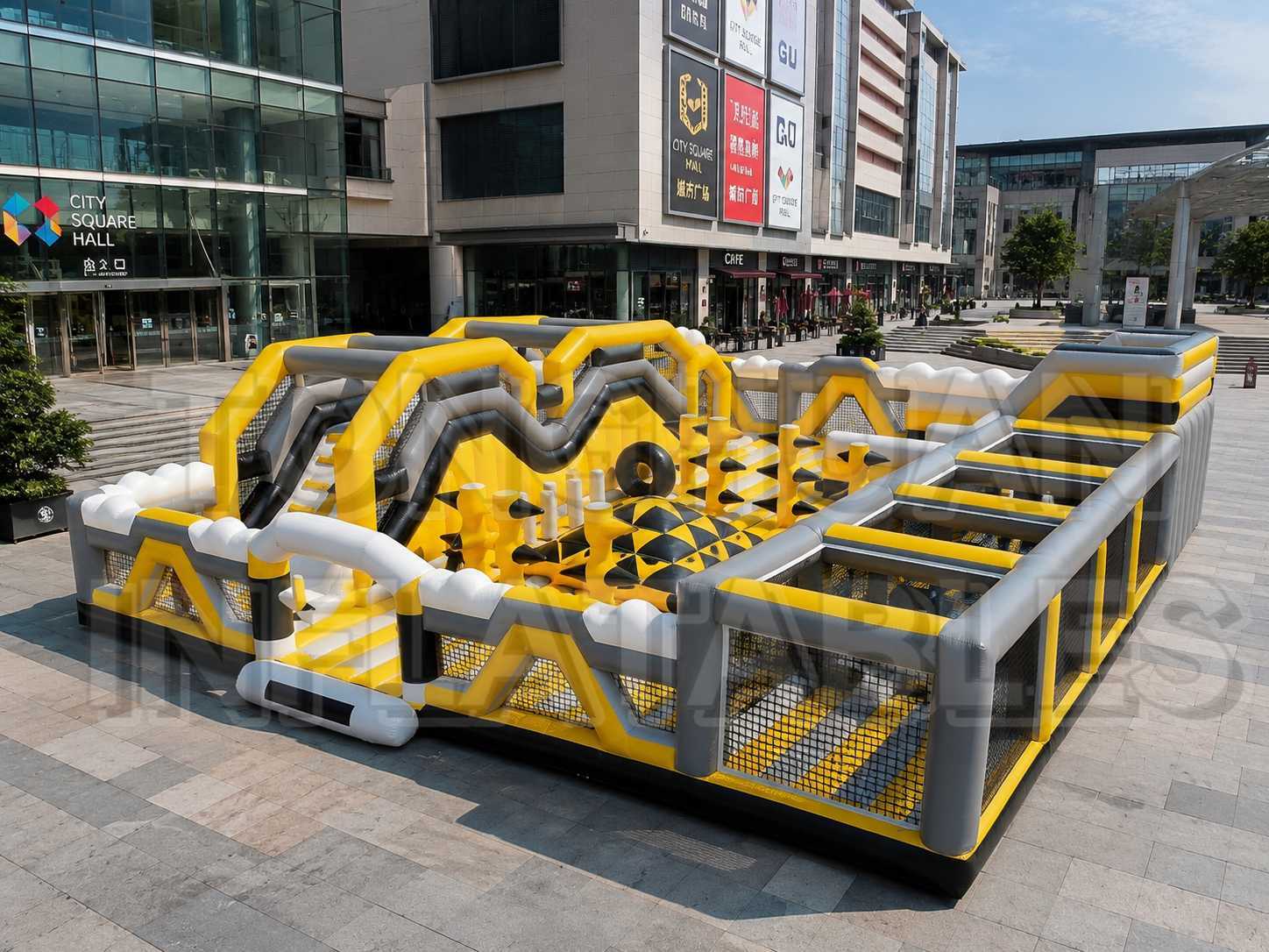 Custom Large Inflatable Obstacle Course with Climbing Walls Tunnels Balance Steps and Challenge Games for Malls Parks Schools and Commercial Rental Events