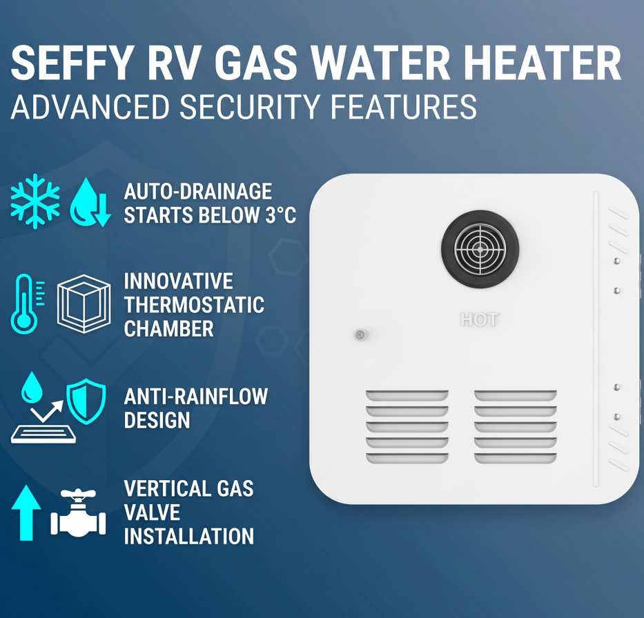 RV Tankless Water Heater Propane 65000BTU RV On Demand Water Heater 12VDC For Trailer Campervan
