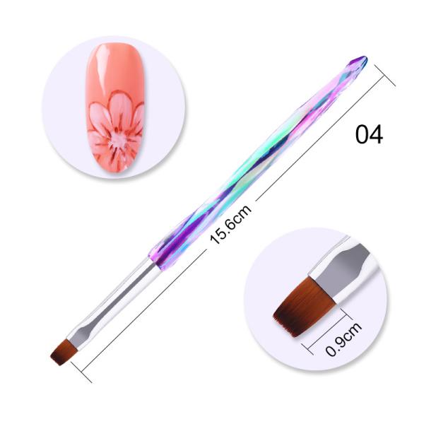 Nylon Acrylic Handle Nail Gel Brush French Glitter Flower Magnet Nail Gel Pen