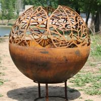 Esfera exterior Corten Fogo de aço Poço de 80 cm Fornos embalados em caixa de madeira
