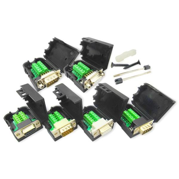 DB9 D Sub 9 Pin RS232 Serial Port Connectors to Terminal Blocks Adapter with housing