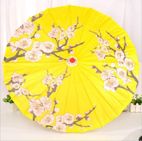 Ancient Chinese Style Oiled Paper Umbrella 42cm Radius 60cm Length Wooden Gourd Top